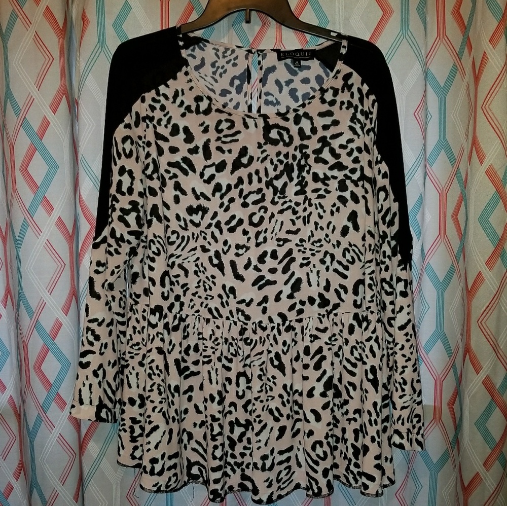 Blush leopard print peplum top